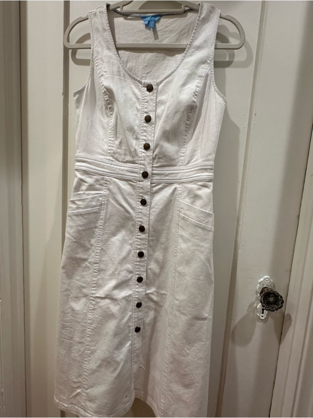 Draper James White Denim Button-Front Midi Dress